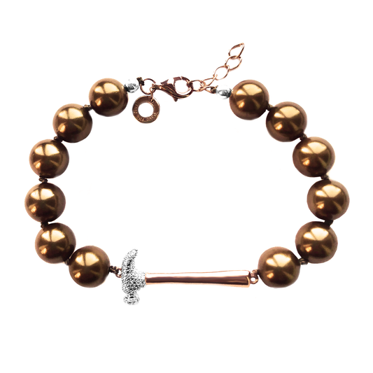 Brown Pearl Hammer Home Your Message Bracelet